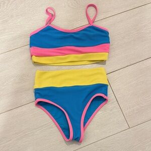 Beach Riot Kids Bikini in Blue, Pink, and Yellow